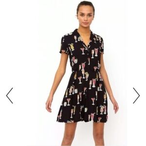 Black Cocktail Print Jumpsuit